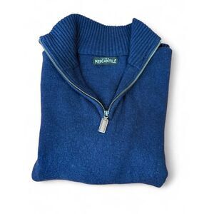 J Crew Mercantile Men's 1/4 Zip Sweater Pullover Jacket Navy Blue